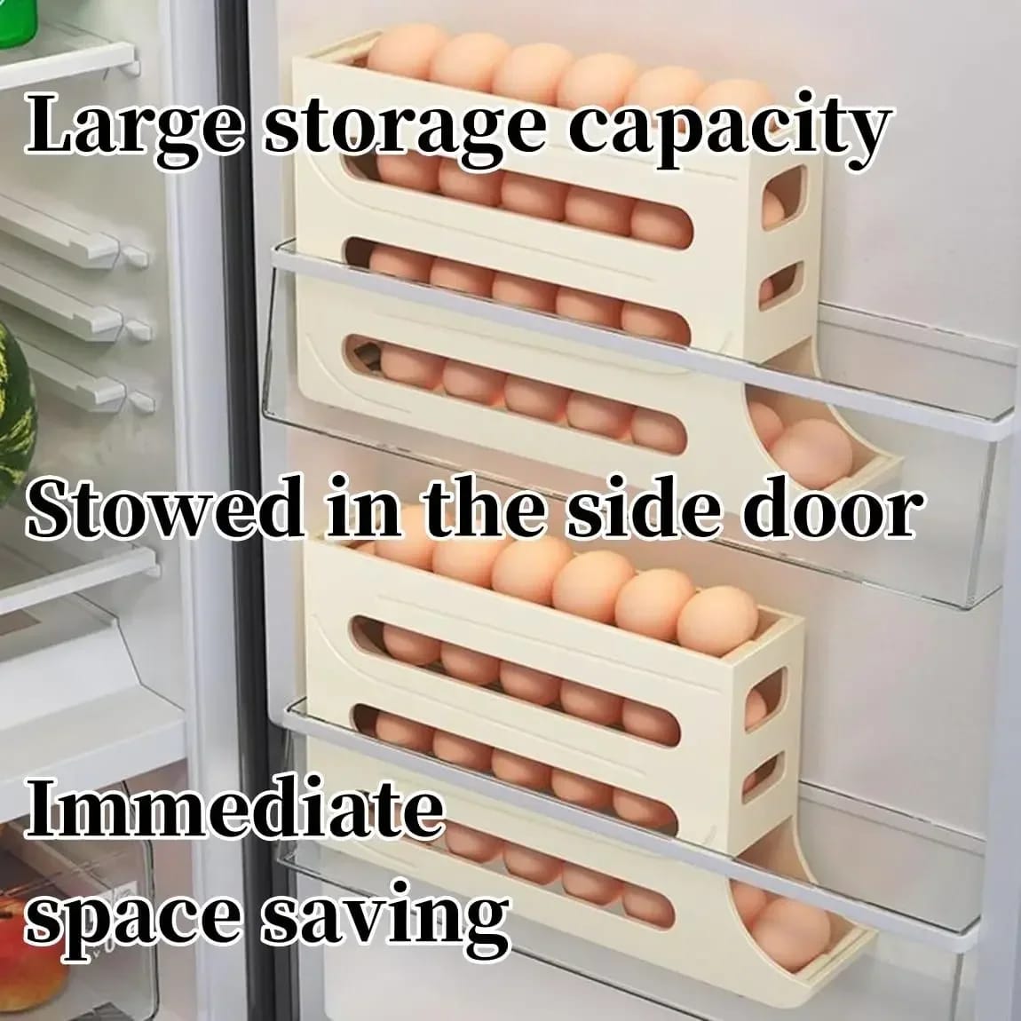 ♨4 layer Rolling egg hplder/dispenser Holds 30 eggs▪Available in white and beige