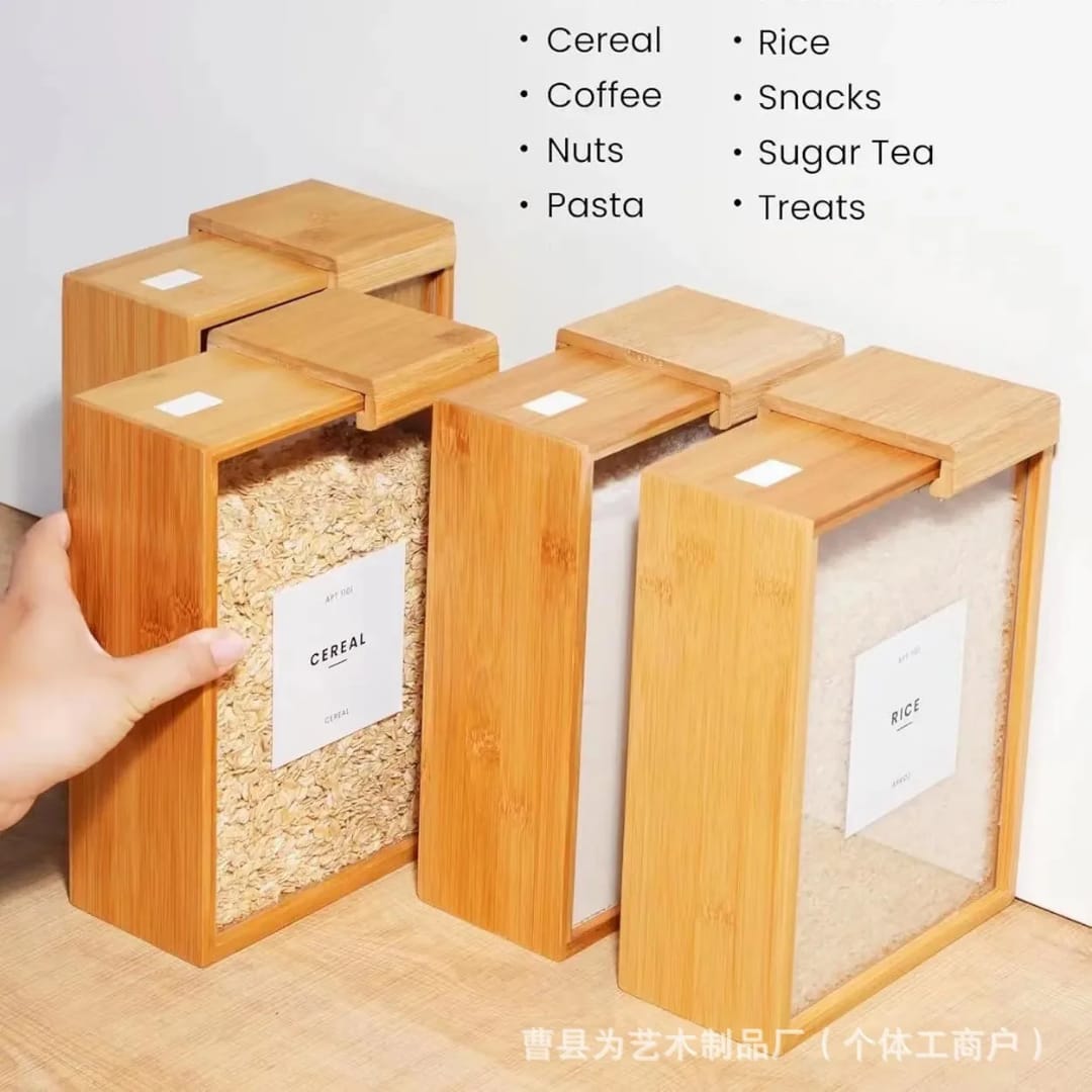3L Transparent Dry Food/Cereals Storage Container
★Crafted from high-quality wood and acrylic