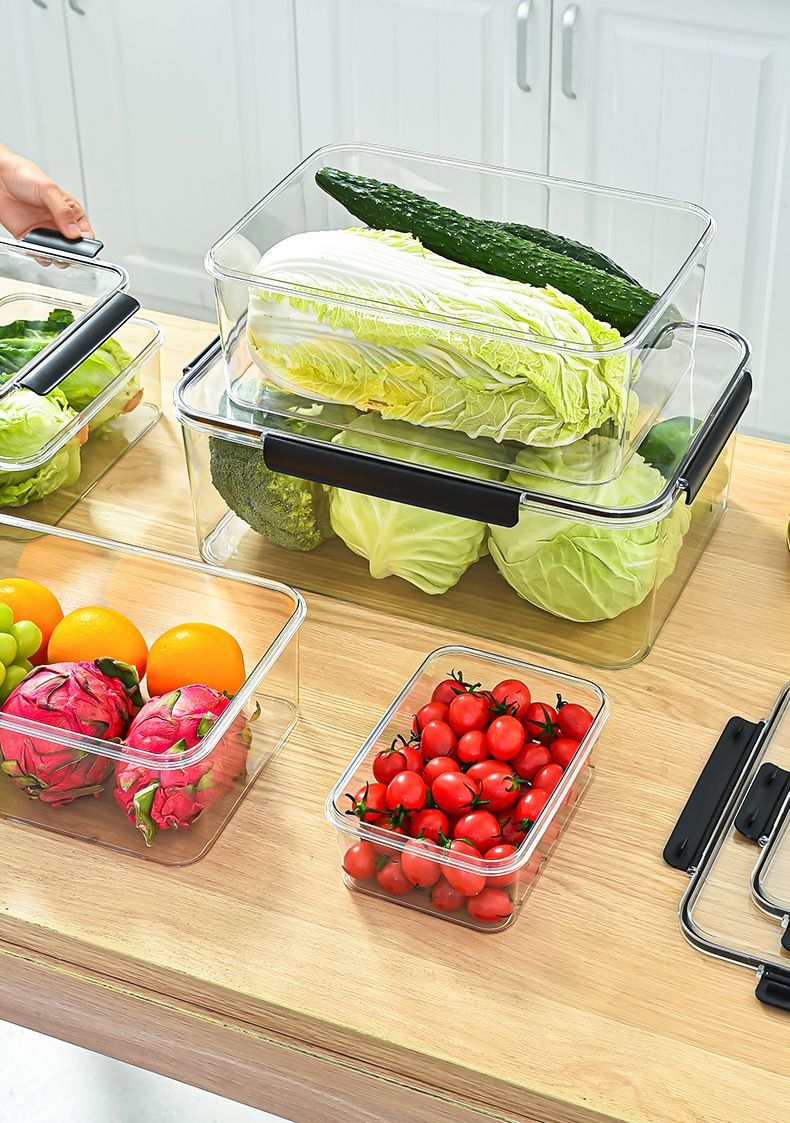 3pcs Acrylic Food Storage Containers
🔅 lid handles in  black
🔅for Fresh Fruits and Vegetables
🔅Moisture Resistance 
🔅Durable
🔅Transparent
🔅 Set have 3pcs 
🔅 Capacities 3000ml, 1400