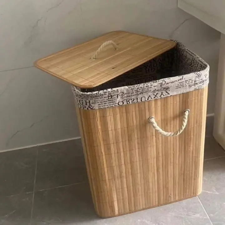 Eco-friendly foldable bamboo laundry basket black 
Collapsible/Foldable
Height 50cm
Width 30cm
Length 40cm
