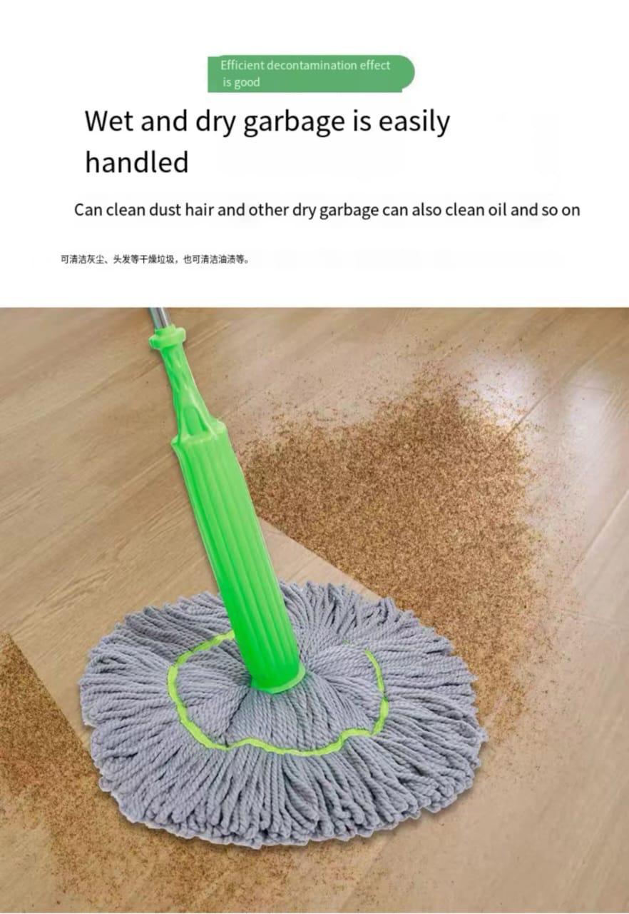 SELF-WRINGING TWIST FLOOR MOP- ROTATES 360 DEGREES MAKING YOUR CLEANING EASY AND FASTER. No more touching of water when squeezing