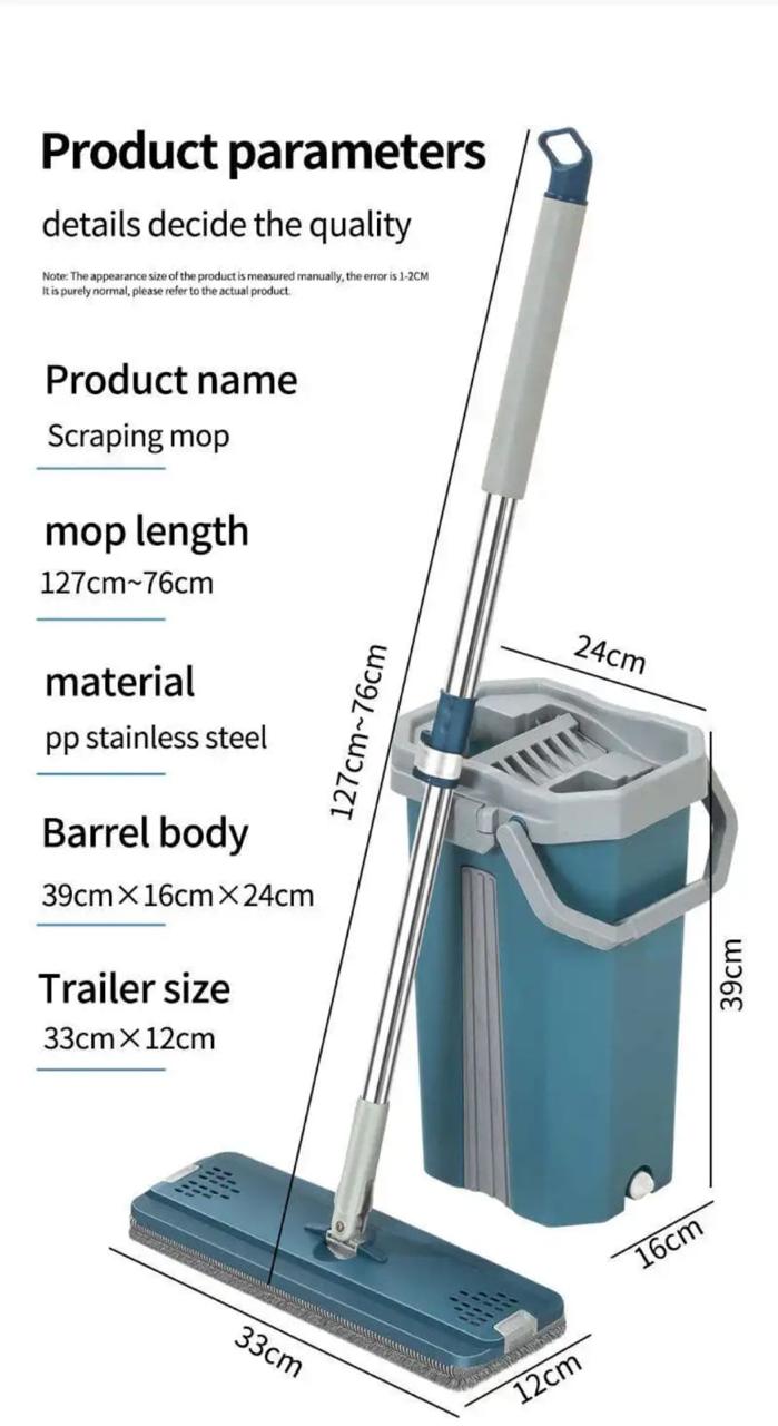 ♨Big Bucket Flat Vertex Self Squeeze Mop With Bucket Hand Free Wringing Floor Cleaning Microfiber Mop
▪Wet and dry mop
▪separates clean water from dirty water
💸Colours available: blue and w