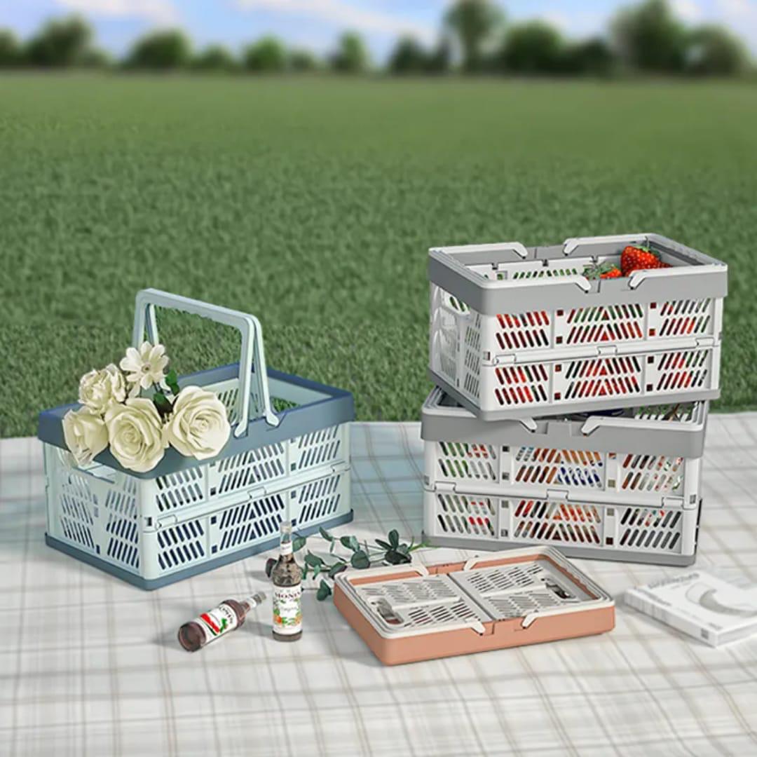♨Large foldable/Collapsible multifunctional stackable basket with handles
▪Available in cream white with grey handles
▪Collapsible and Space-Saving
▪Size: 38*25.5*20cm
▪Sturdy and Durable C
