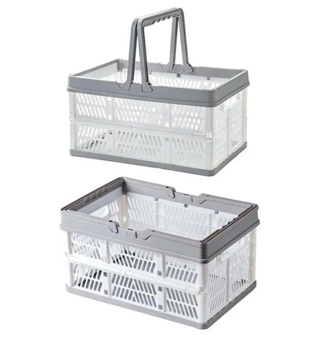 ♨Large foldable/Collapsible multifunctional stackable basket with handles
▪Available in cream white with grey handles
▪Collapsible and Space-Saving
▪Size: 38*25.5*20cm
▪Sturdy and Durable C