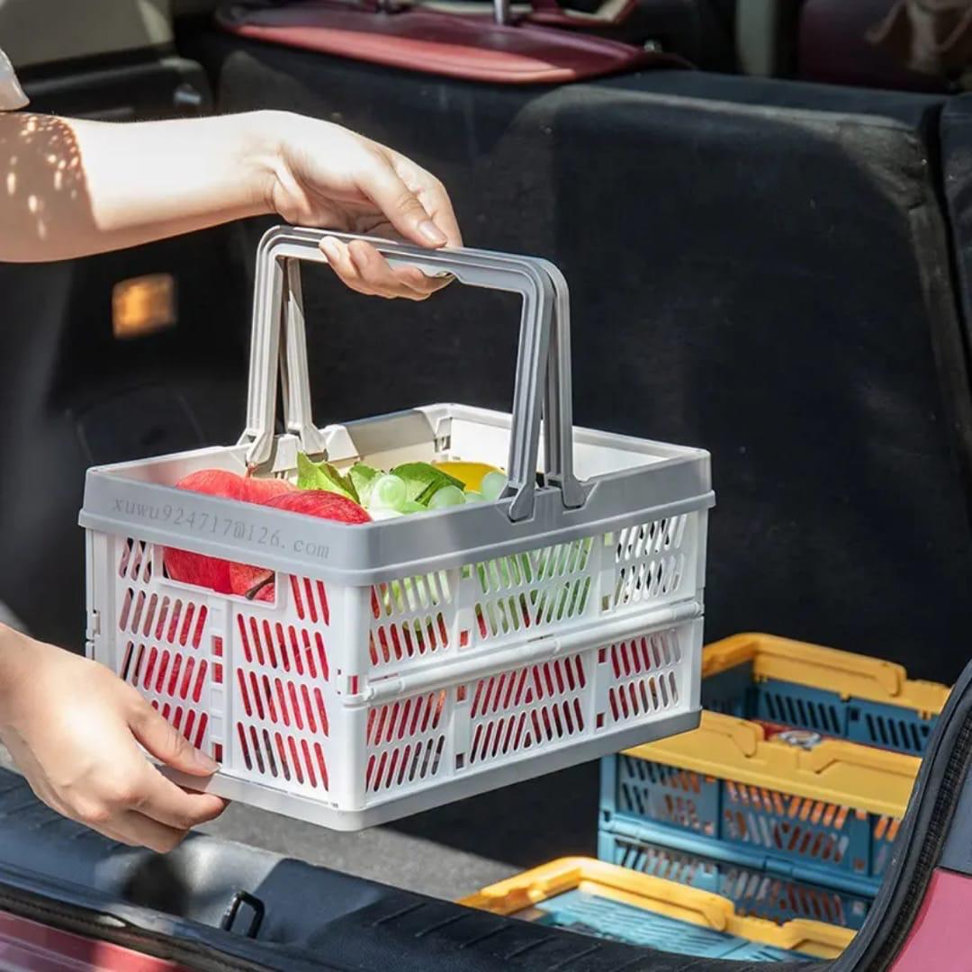 ♨Large foldable/Collapsible multifunctional stackable basket with handles
▪Available in cream white with grey handles
▪Collapsible and Space-Saving
▪Size: 38*25.5*20cm
▪Sturdy and Durable C
