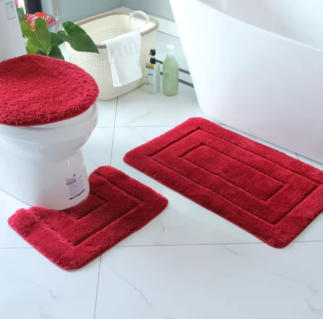 📌 3pc flocking microfiber mats,suitable for organizing the bathroom
▫Water absorbent 
▫Colors - Grey, navy blue, wine red, green & brown