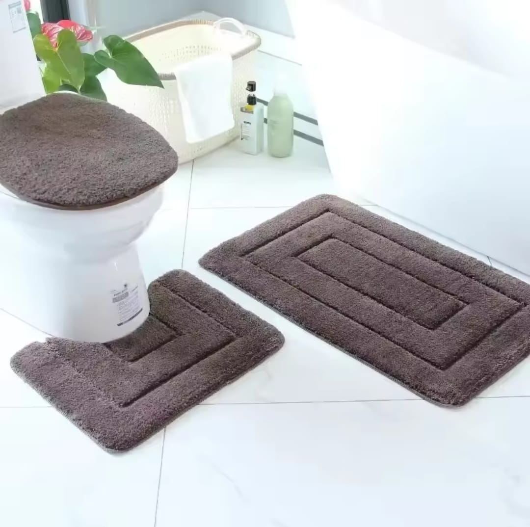 📌 3pc flocking microfiber mats,suitable for organizing the bathroom
▫Water absorbent 
▫Colors - Grey, navy blue, wine red, green & brown