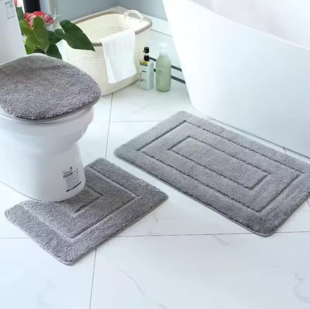 📌 3pc flocking microfiber mats,suitable for organizing the bathroom
▫Water absorbent 
▫Colors - Grey, navy blue, wine red, green & brown