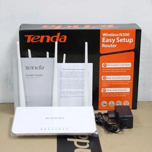 TENDA N300 WIRELESS WI-FI ROUTER WITH HIGH POWER 5DBI ANTENNAS (F3)