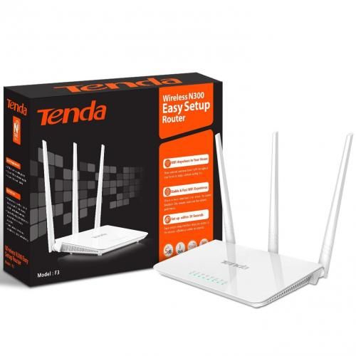 TENDA N300 WIRELESS WI-FI ROUTER WITH HIGH POWER 5DBI ANTENNAS (F3)