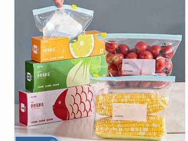 15Pcs/set Of Silicone Food Bag Reusable Fresh-keeping Bag Fruit And Vegetable Sealed Bag Leak-proof Food Storage Ziplock Bag