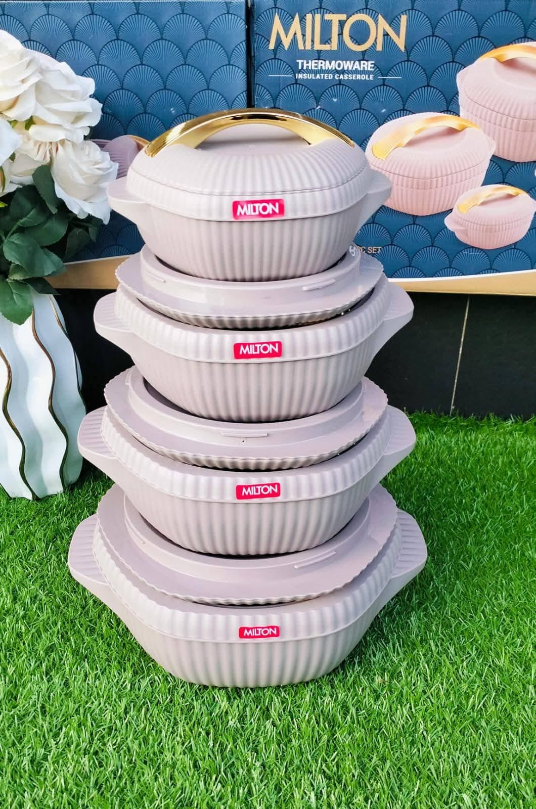Milton Small Casserole Dishes with Lids, Soup Bowls With Handles,Individual Baking Ramekins,Oven, Microwave & Dishwasher Safe,Set of 4