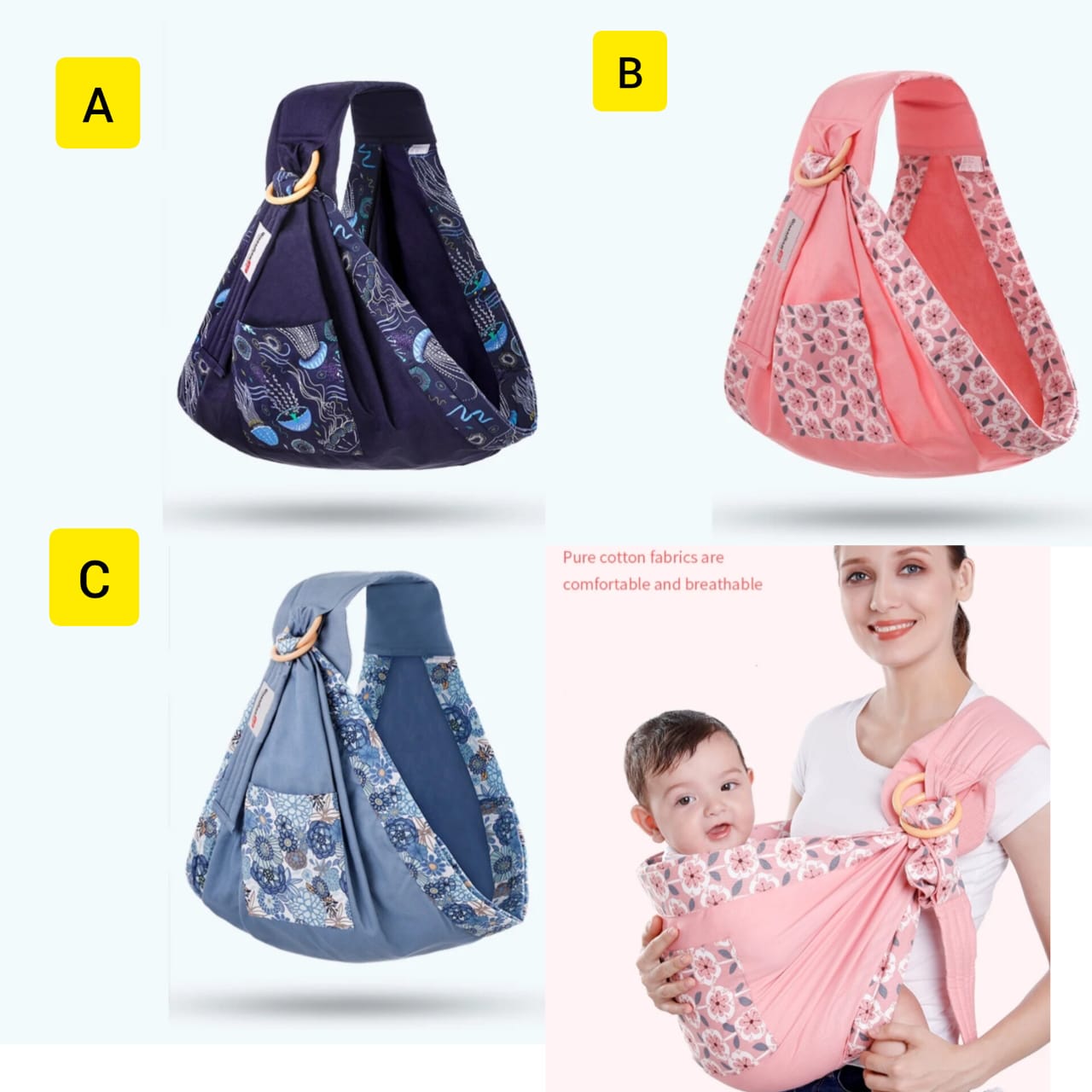 Baby Sling Carrier Multifunctional Wrap For Babies & Toddlers