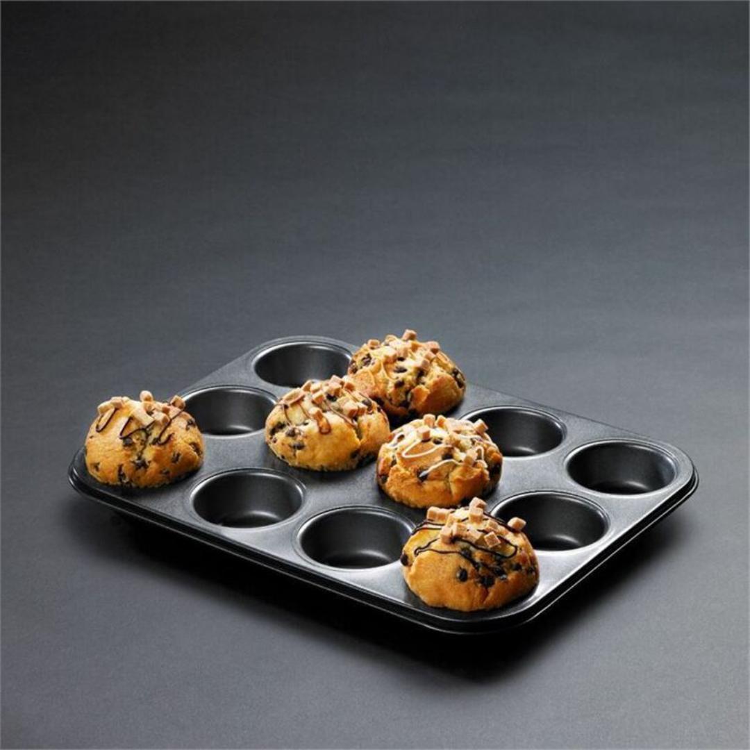 12-Cup Nonstick Muffin And Cupcake Baking Pan, Carbon Steel Bakeware Tart Baking Tray Cake Mold, Easy-Release Brownie Tin Cupcake, Durable Rust-Resistant Decorative Tool For Home Kitchen.