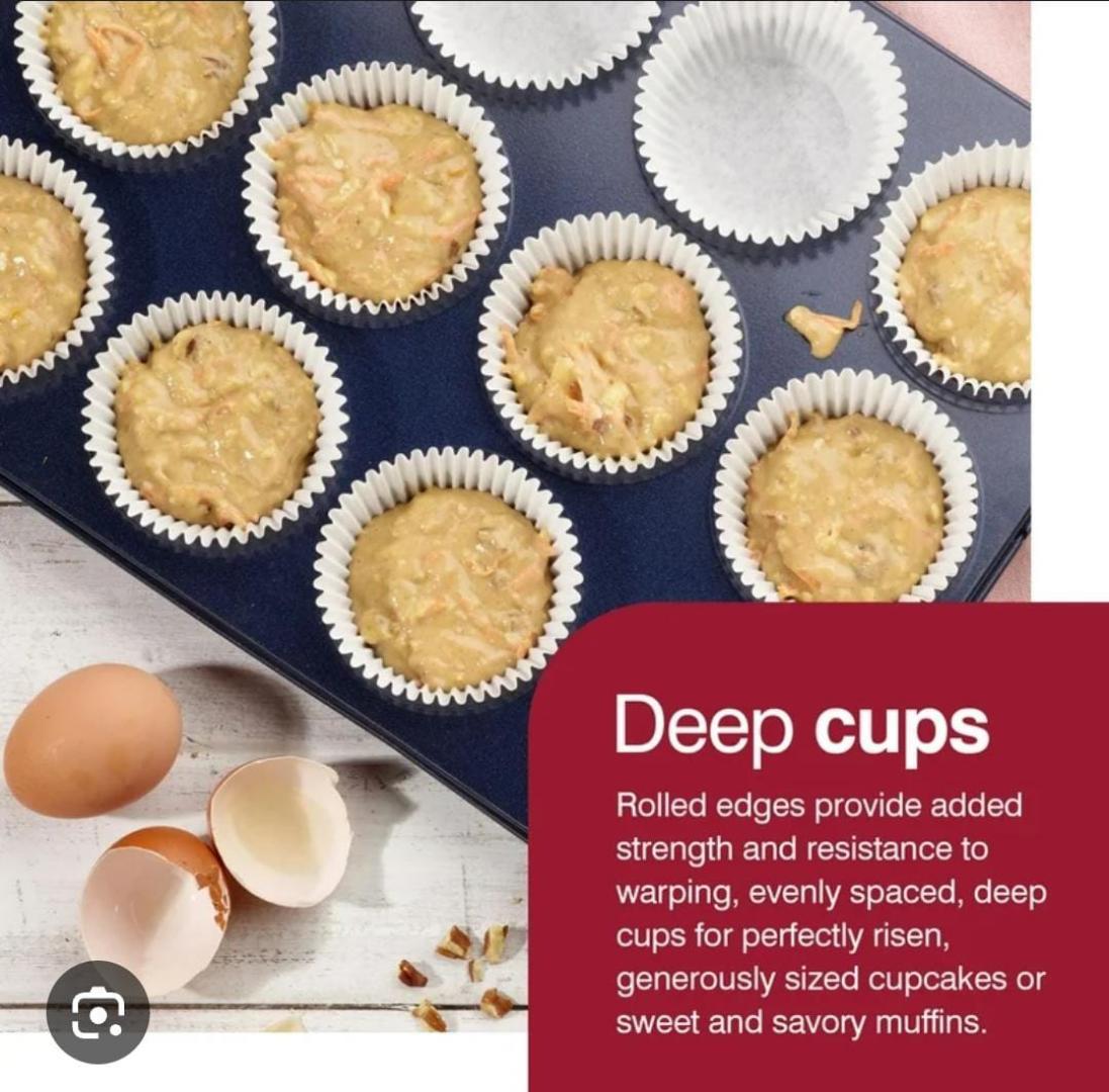 12-Cup Nonstick Muffin And Cupcake Baking Pan, Carbon Steel Bakeware Tart Baking Tray Cake Mold, Easy-Release Brownie Tin Cupcake, Durable Rust-Resistant Decorative Tool For Home Kitchen.