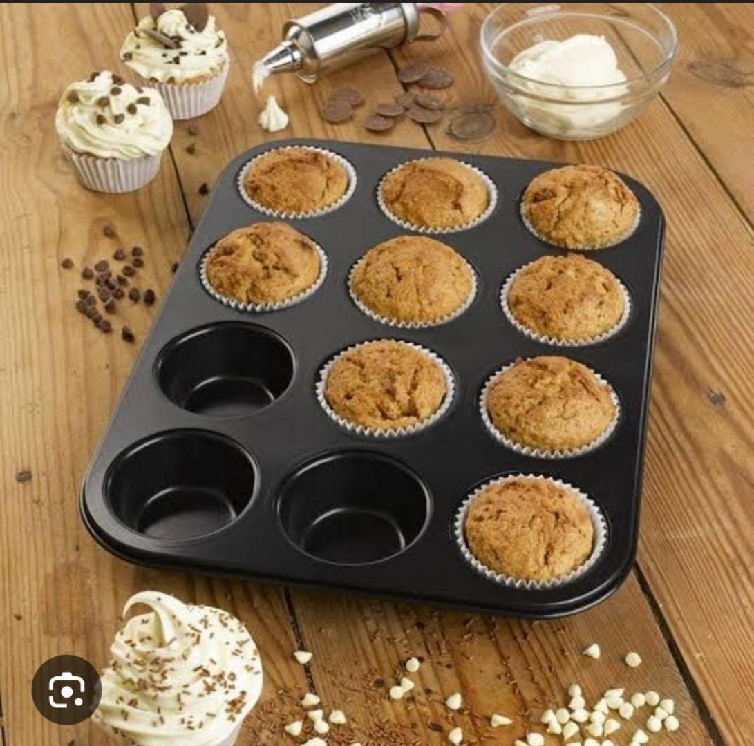 12-Cup Nonstick Muffin And Cupcake Baking Pan, Carbon Steel Bakeware Tart Baking Tray Cake Mold, Easy-Release Brownie Tin Cupcake, Durable Rust-Resistant Decorative Tool For Home Kitchen.