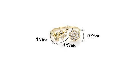 Jewellery ring, Diamond-set twisted leaf band, wishful flower open ring