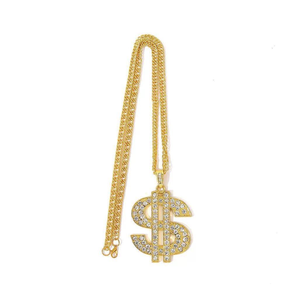 Vintage hip hop gold chain dollar gold symbol necklace