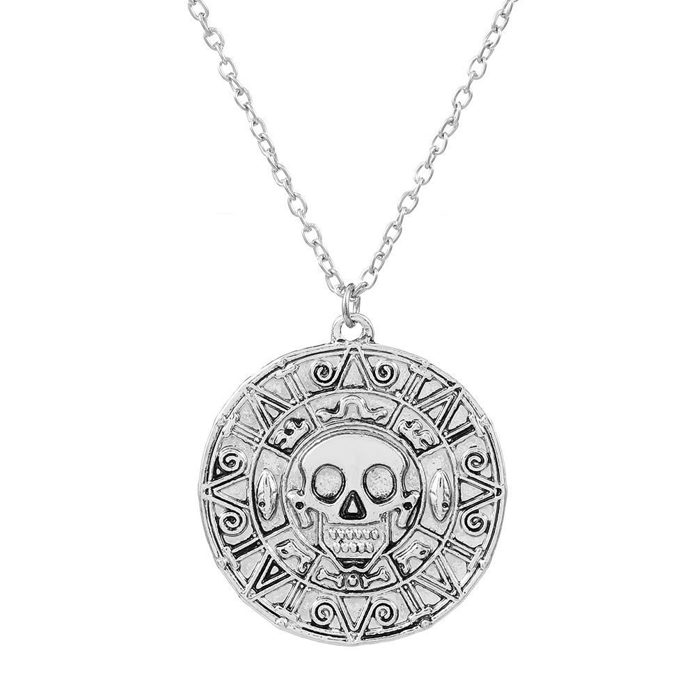 Pirates of the Caribbean Aztec Gold Coin Chain Men's Skull Necklace Pendant