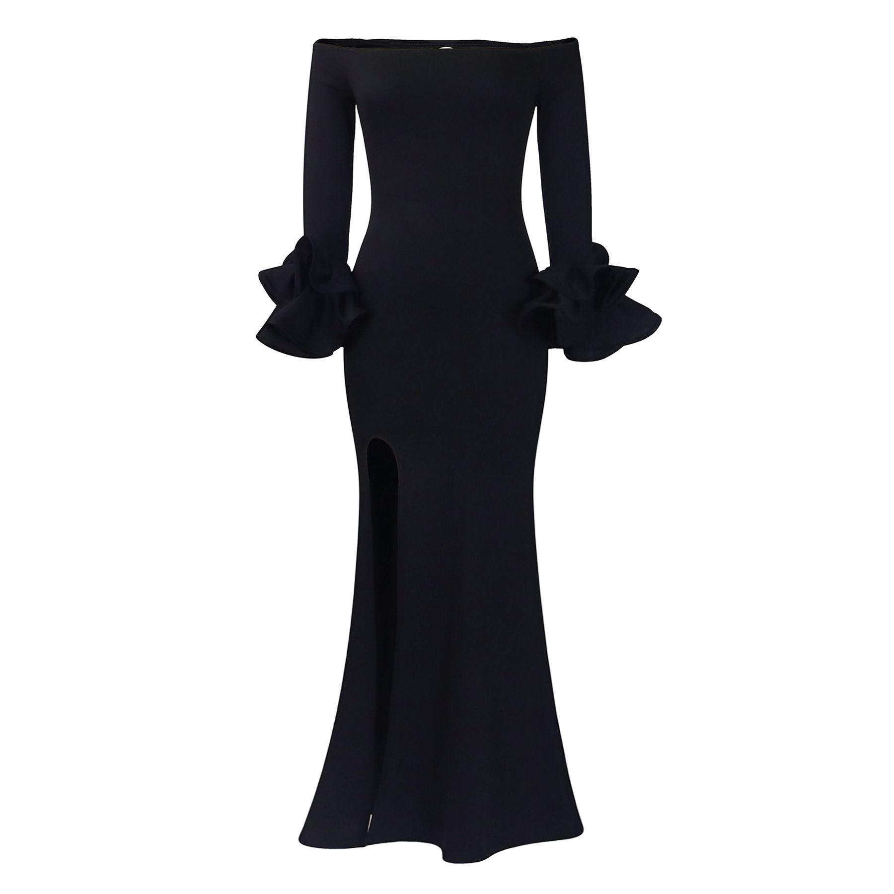 Women's Off Shoulder Ruffle Sleeve Formal Evening Gowns Long Sleeve Side Slit Bodycon Dresses for Formal Prom Wedding Cocktail Party,Floor Length Dress,Women Trailing Formal Evening Maxi Long Dresses