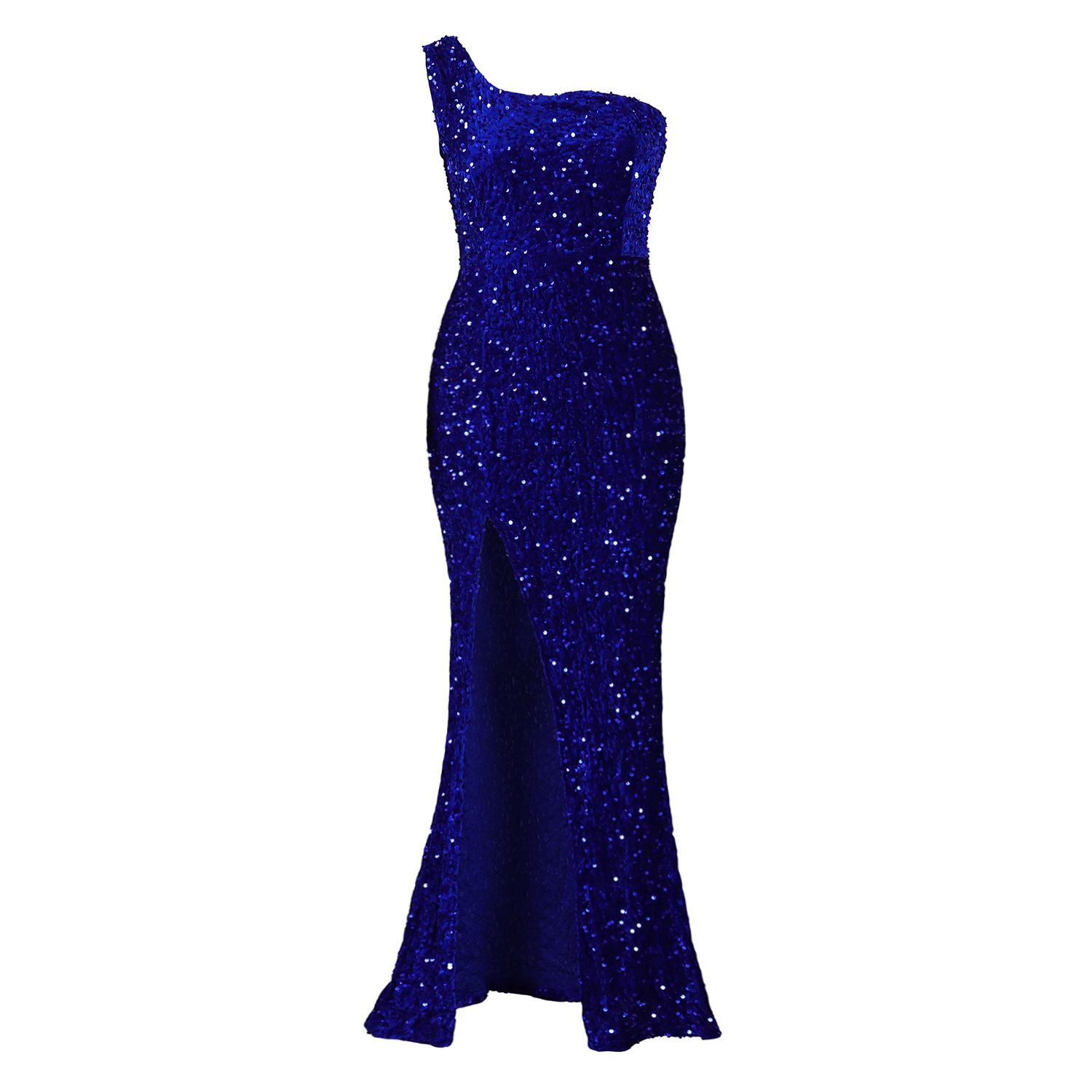 Sexy Elegant One Shoulder Side Slit Formal Evening Gowns ,Sleeveless Sequin Bodycon Long Evening Dress For Cocktail Party Wedding Evening