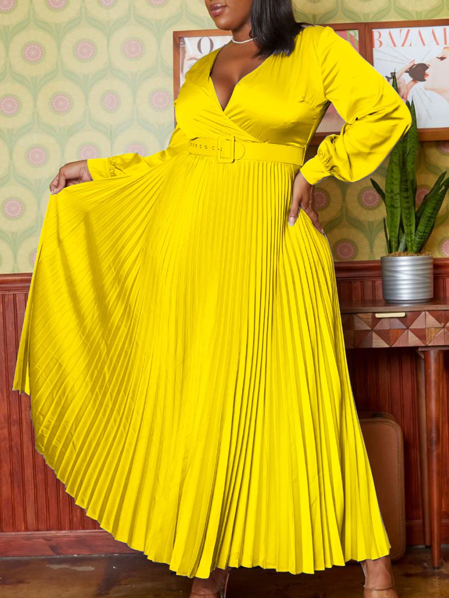 Long Formal Dresses for Women Gowns Evening Party Cocktail Dress,Elegant V Neck Belt Pleated Wedding Guest Dresses