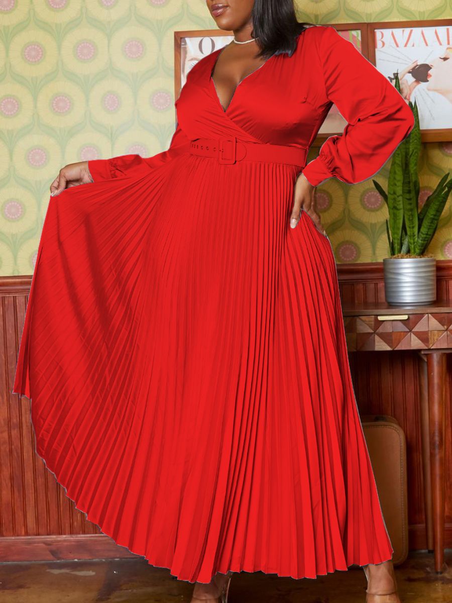 Long Formal Dresses for Women Gowns Evening Party Cocktail Dress,Elegant V Neck Belt Pleated Wedding Guest Dresses