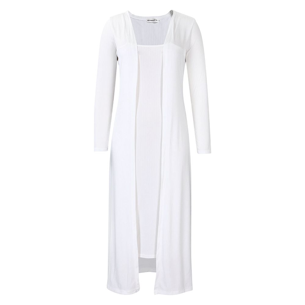 Women's Casual Outfit 2 Piece-Bodycon Tank Dress and Long Sleeve Long Jacket for Spring Fall