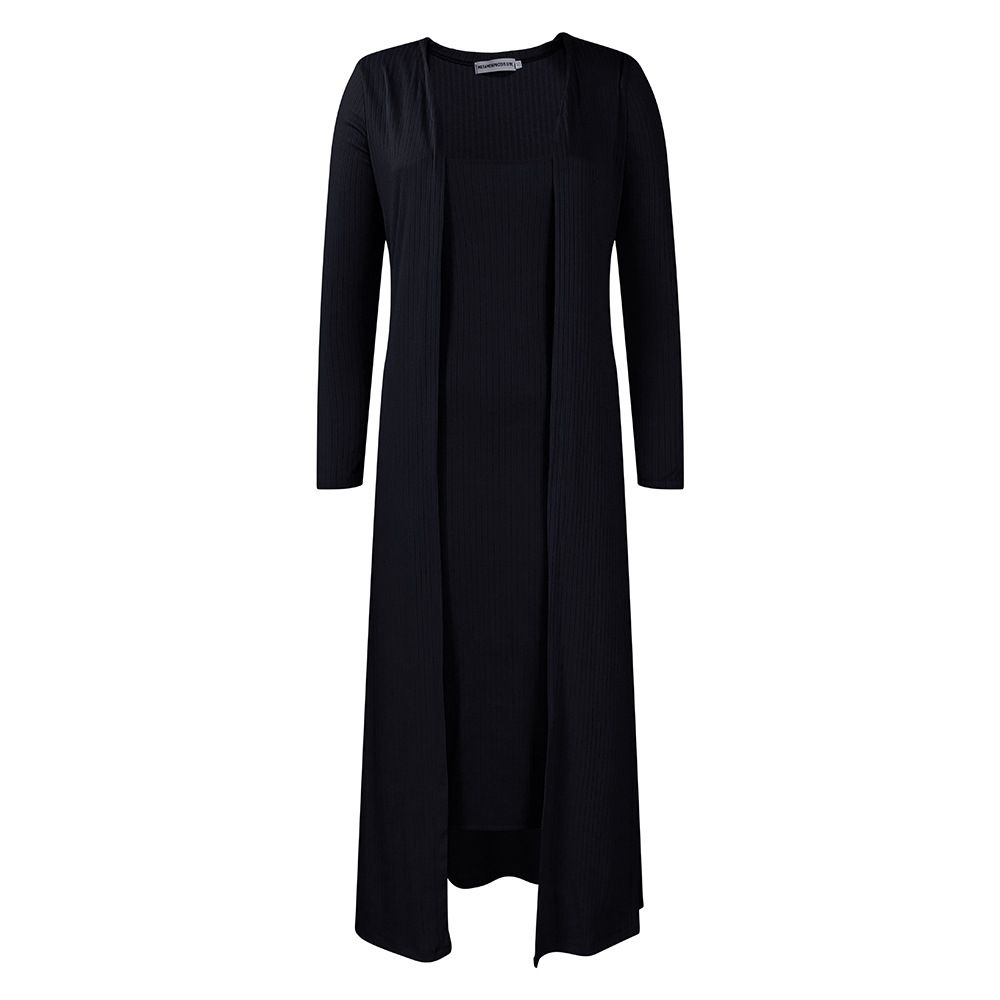 Women's Casual Outfit 2 Piece-Bodycon Tank Dress and Long Sleeve Long Jacket for Spring Fall