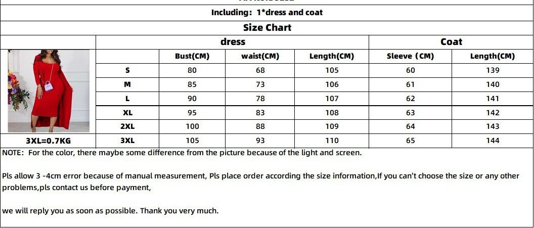 Women's Casual Outfit 2 Piece-Bodycon Tank Dress and Long Sleeve Long Jacket for Spring Fall