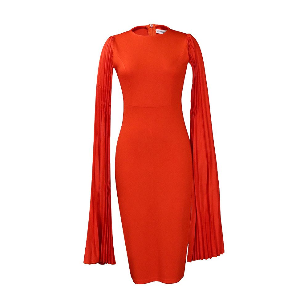 Women's Round Neck Cloak Sleeve Flowy Party Midi Dress,Semi-Formal Elegant Bodycon Wedding Guest Evening Cocktail Dresses