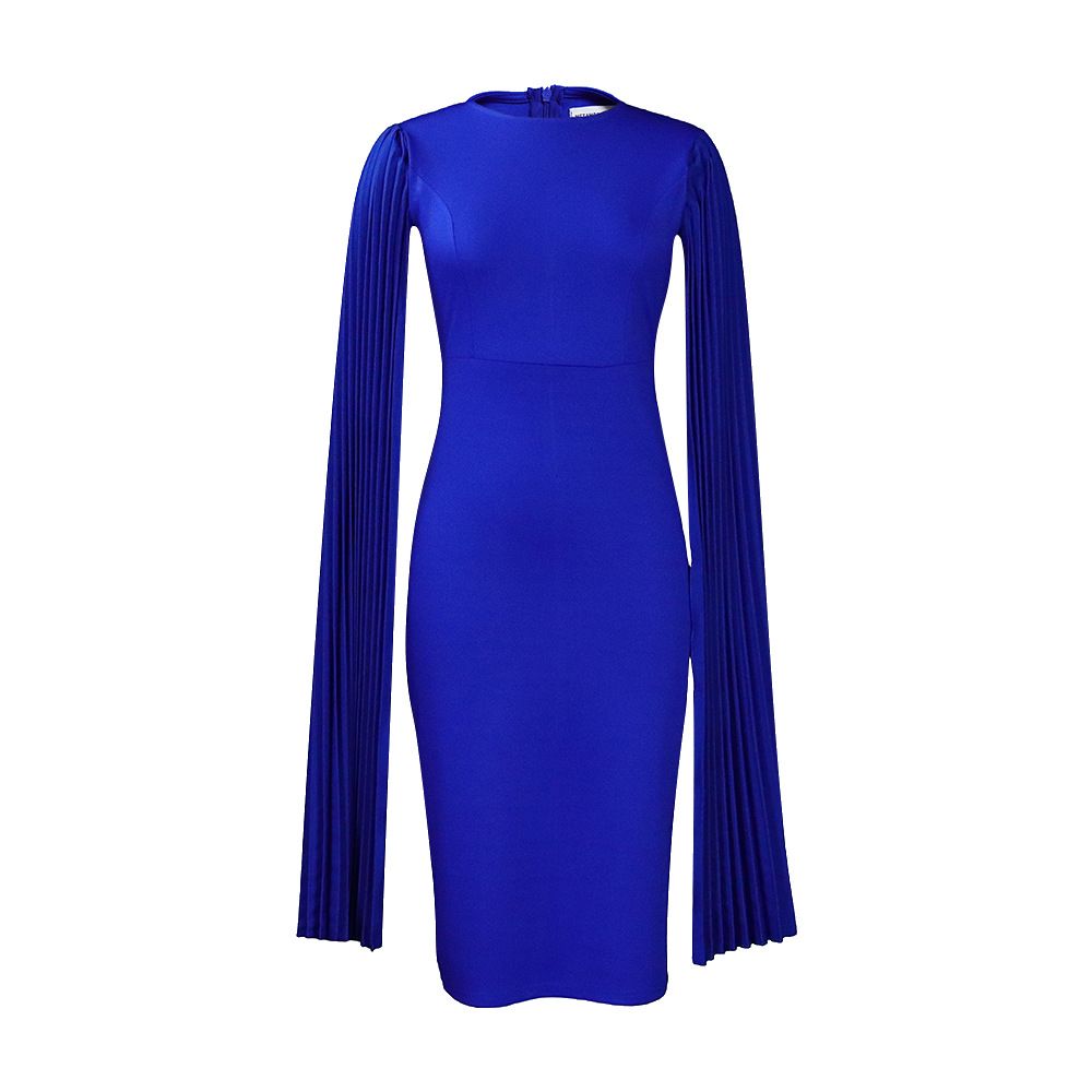 Women's Round Neck Cloak Sleeve Flowy Party Midi Dress,Semi-Formal Elegant Bodycon Wedding Guest Evening Cocktail Dresses