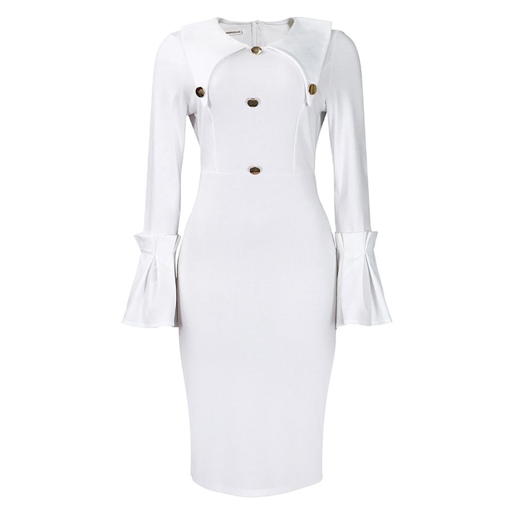 Women's 1950s Long Sleeve Pencil Dress,Knee Length Bodycon Vintage Cocktail Dresses Midi Dress