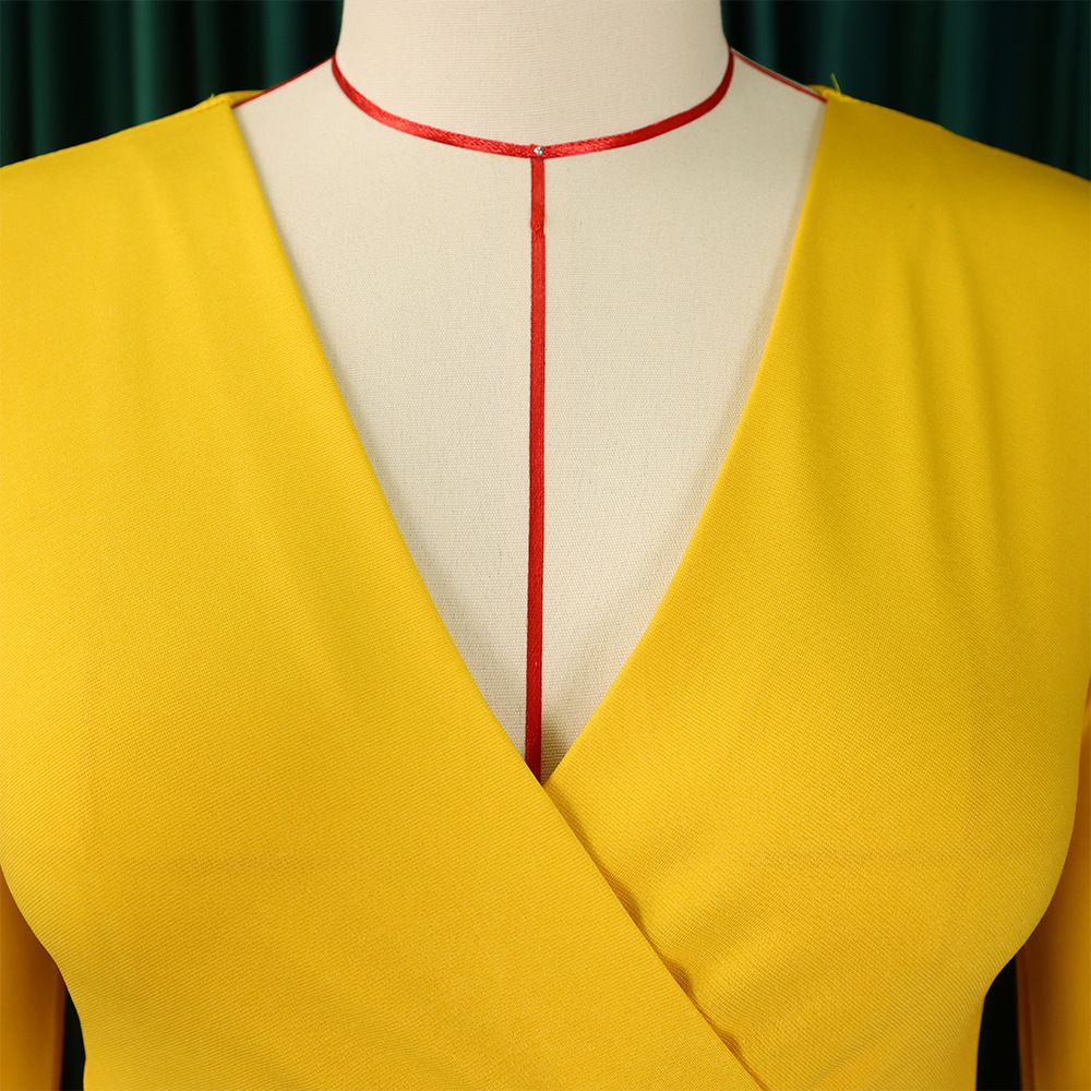 Women's Wear to Work Dress Deep V Neck 3/4 Sleeve Ruched Office Party Wrap Midi Pencil Dresses