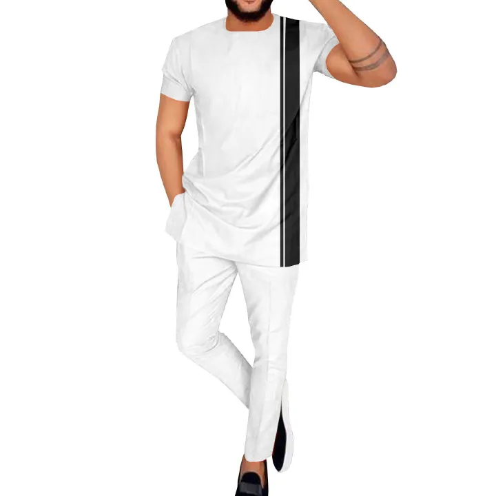 African Suits for Men Dashiki Shirts and Pants 2 Piece Set Short Sleeve Plus Size Tracksuit Outfits wax printing