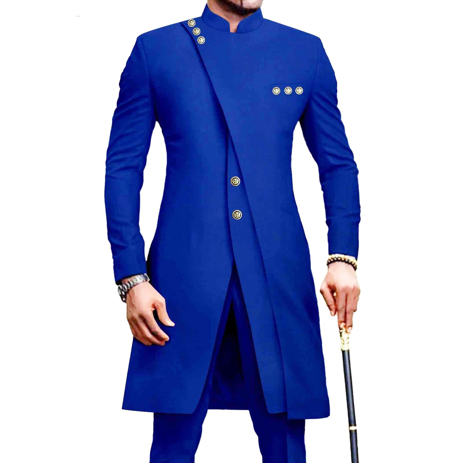 PRIVATE CUSTOM African Suits for Men Slim Fit Single Breasted Print Blazer and Pants Set Business Dress Suit