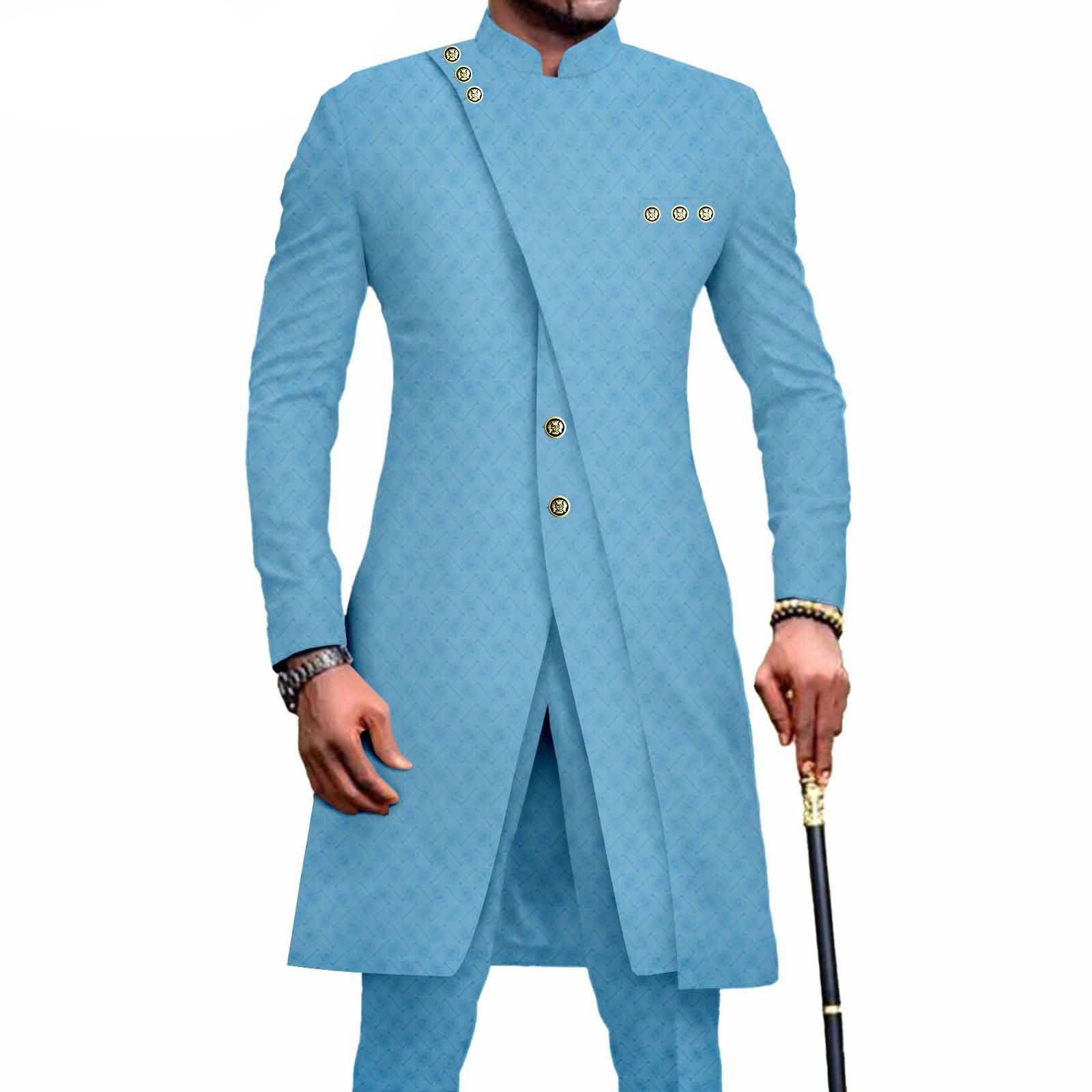 PRIVATE CUSTOM African Suits for Men Slim Fit Single Breasted Print Blazer and Pants Set Business Dress Suit
