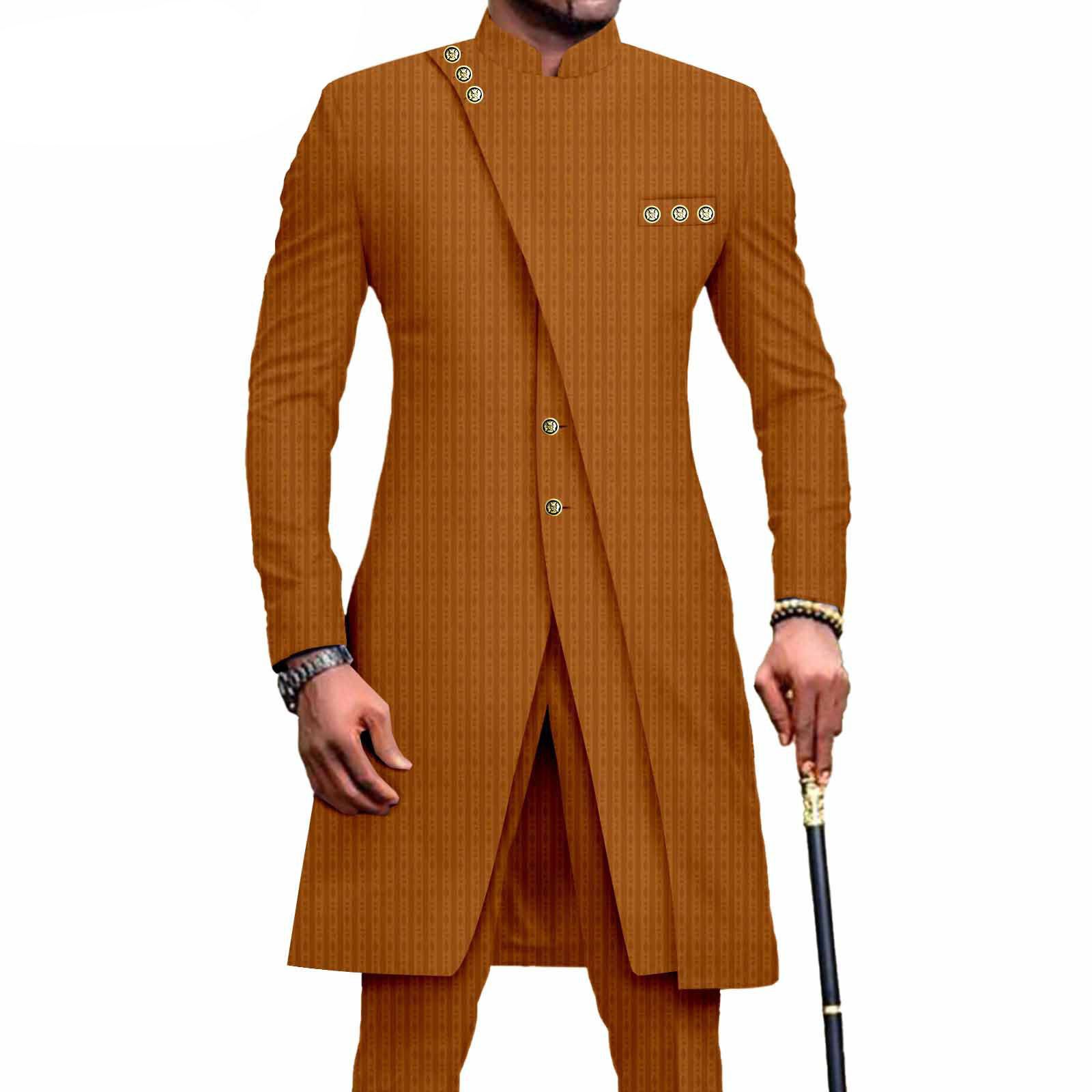 PRIVATE CUSTOM African Suits for Men Slim Fit Single Breasted Print Blazer and Pants Set Business Dress Suit
