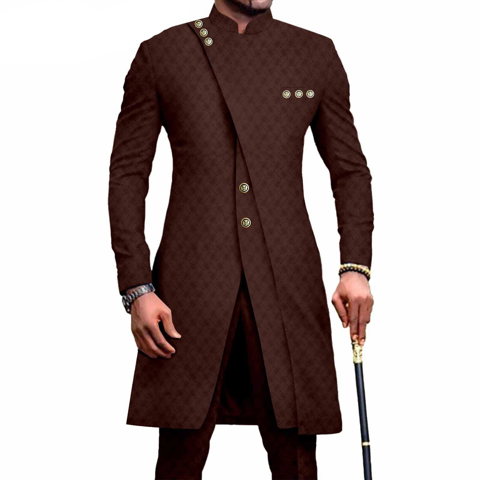 PRIVATE CUSTOM African Suits for Men Slim Fit Single Breasted Print Blazer and Pants Set Business Dress Suit