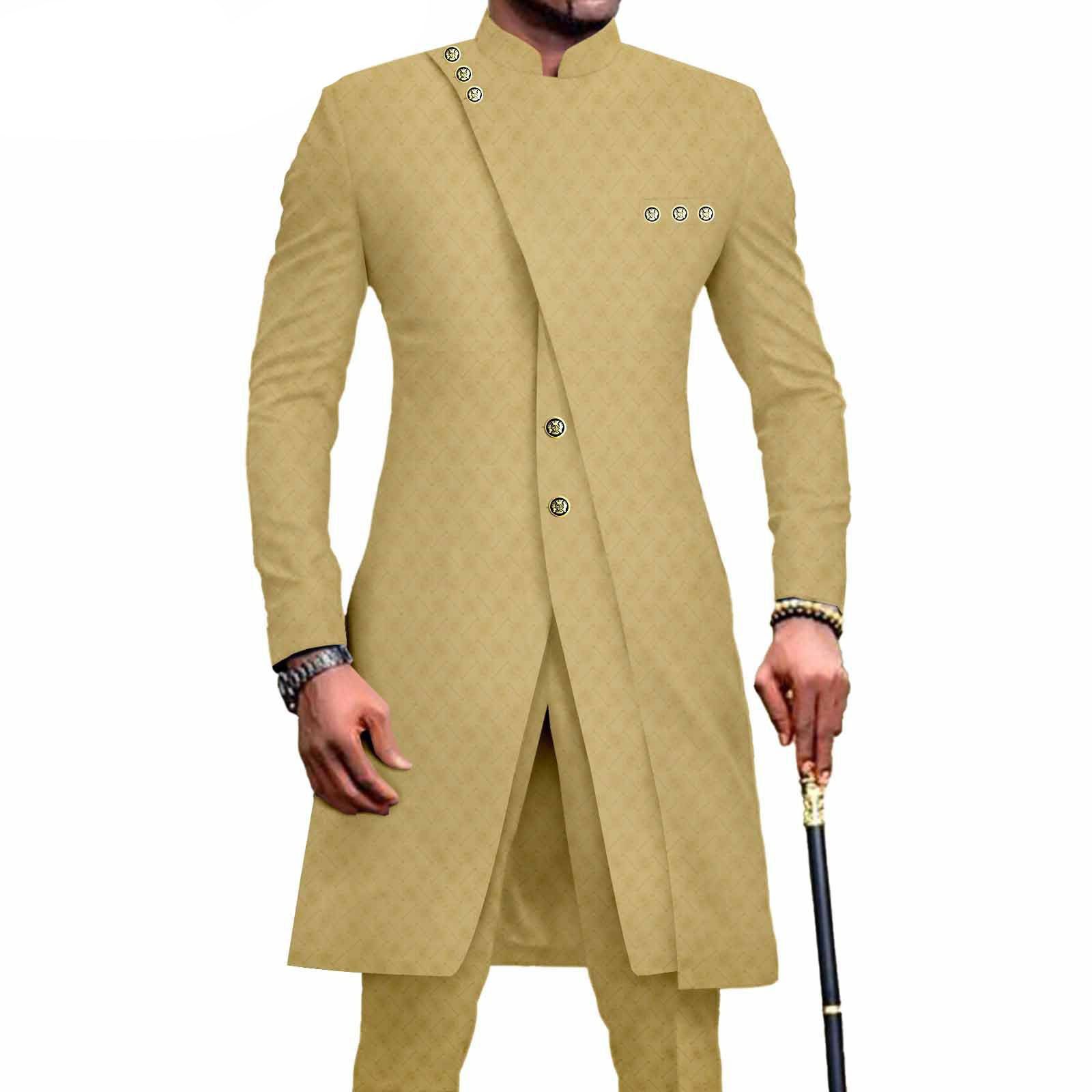 PRIVATE CUSTOM African Suits for Men Slim Fit Single Breasted Print Blazer and Pants Set Business Dress Suit