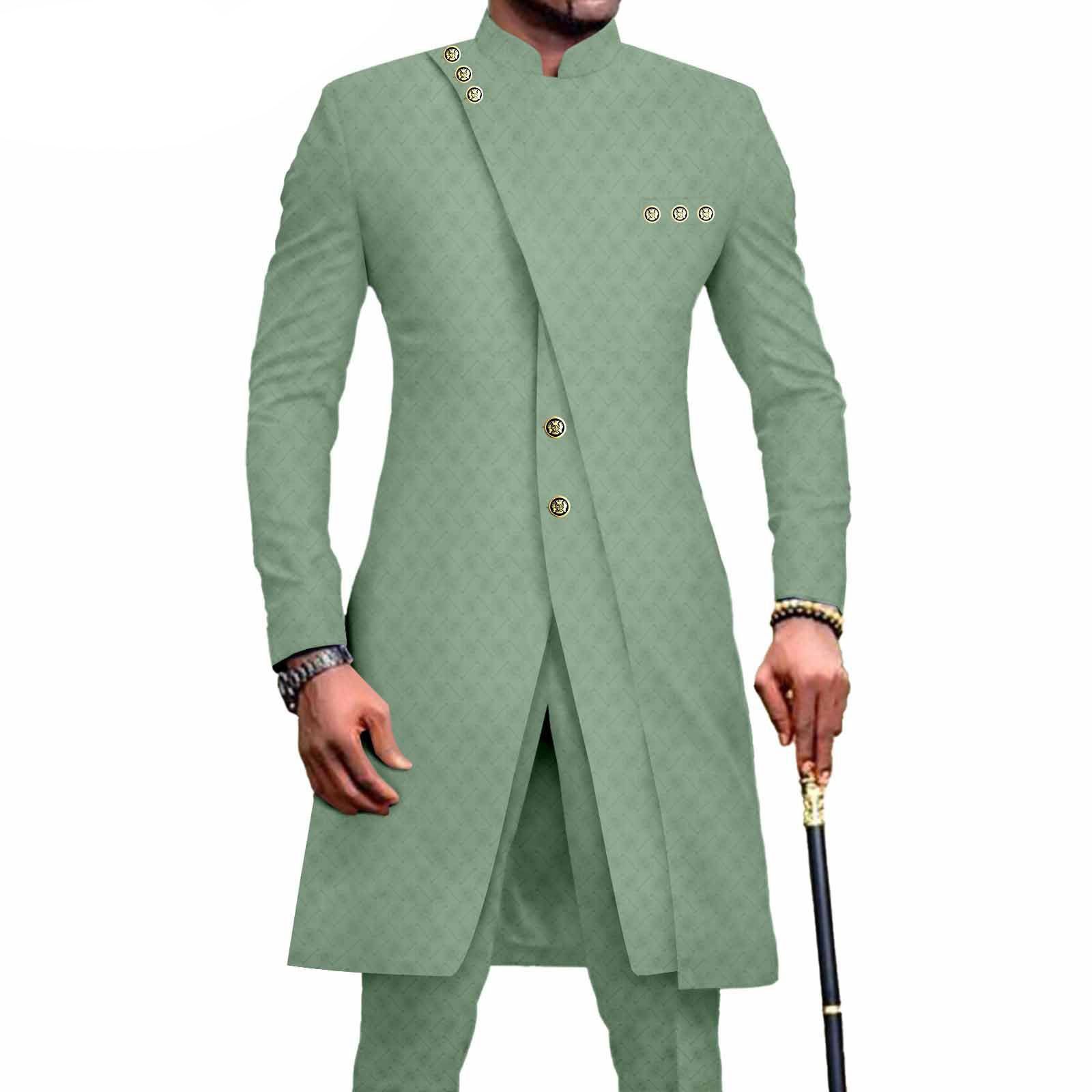 PRIVATE CUSTOM African Suits for Men Slim Fit Single Breasted Print Blazer and Pants Set Business Dress Suit