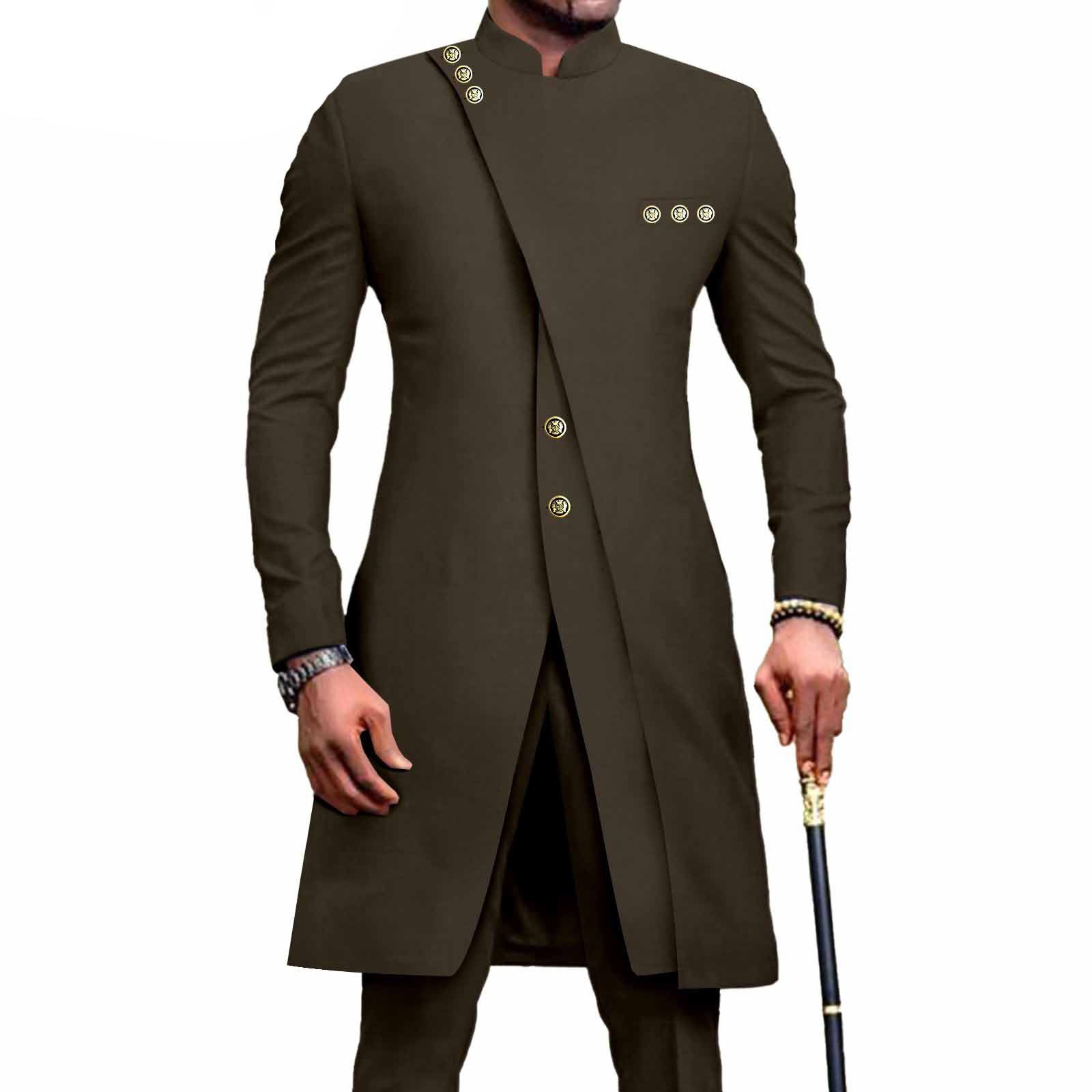 PRIVATE CUSTOM African Suits for Men Slim Fit Single Breasted Print Blazer and Pants Set Business Dress Suit