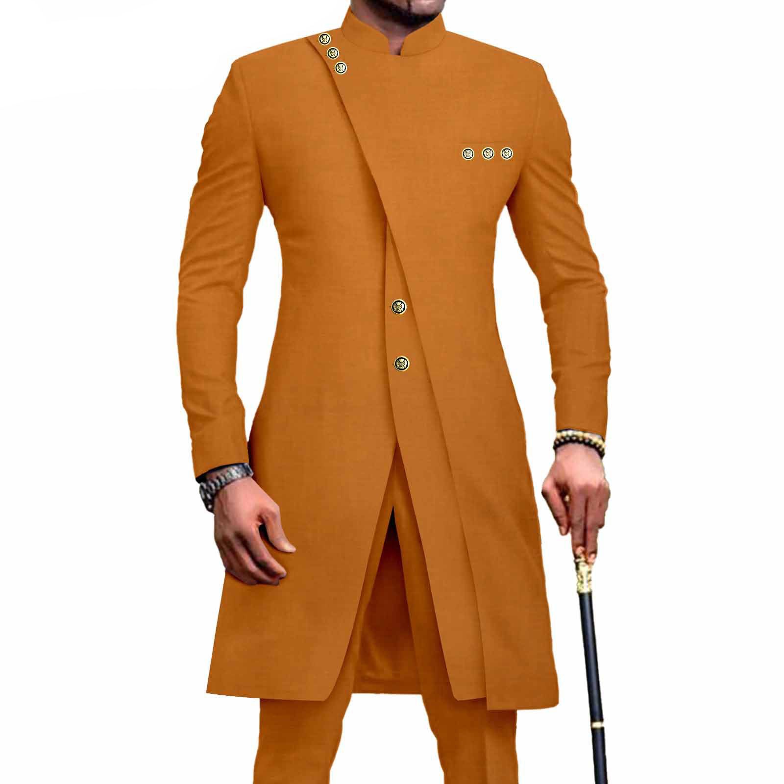 PRIVATE CUSTOM African Suits for Men Slim Fit Single Breasted Print Blazer and Pants Set Business Dress Suit