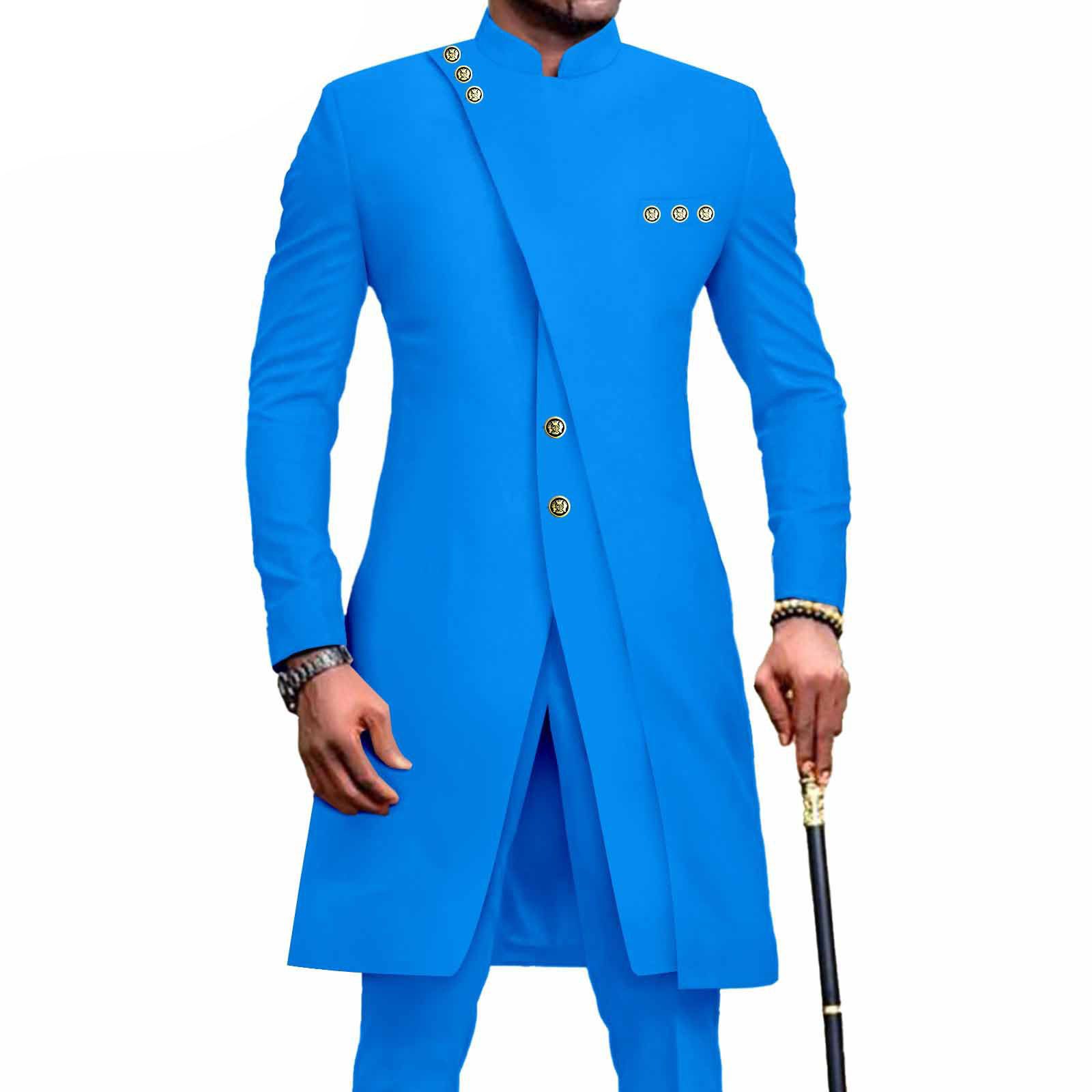 PRIVATE CUSTOM African Suits for Men Slim Fit Single Breasted Print Blazer and Pants Set Business Dress Suit