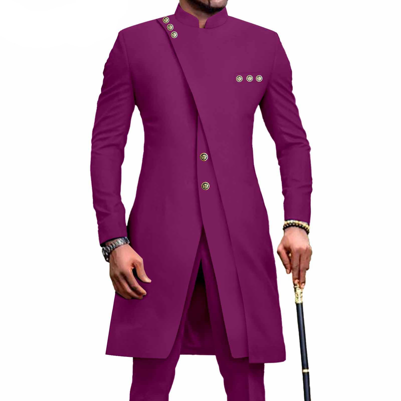 PRIVATE CUSTOM African Suits for Men Slim Fit Single Breasted Print Blazer and Pants Set Business Dress Suit