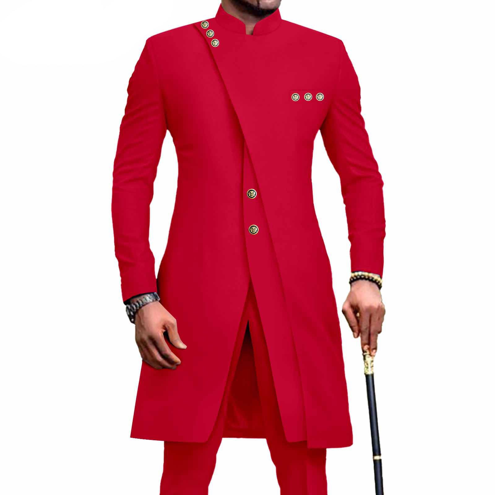 PRIVATE CUSTOM African Suits for Men Slim Fit Single Breasted Print Blazer and Pants Set Business Dress Suit