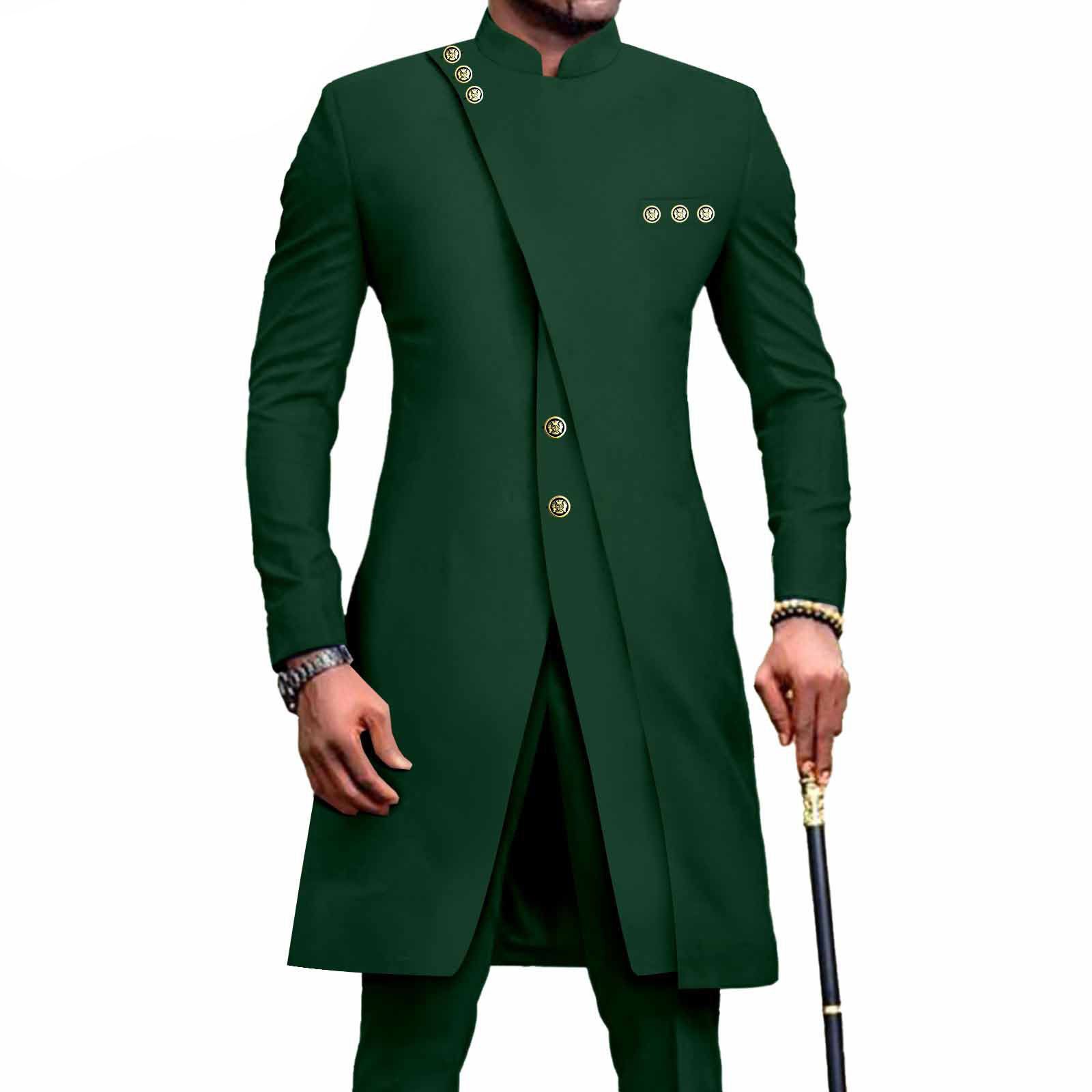PRIVATE CUSTOM African Suits for Men Slim Fit Single Breasted Print Blazer and Pants Set Business Dress Suit