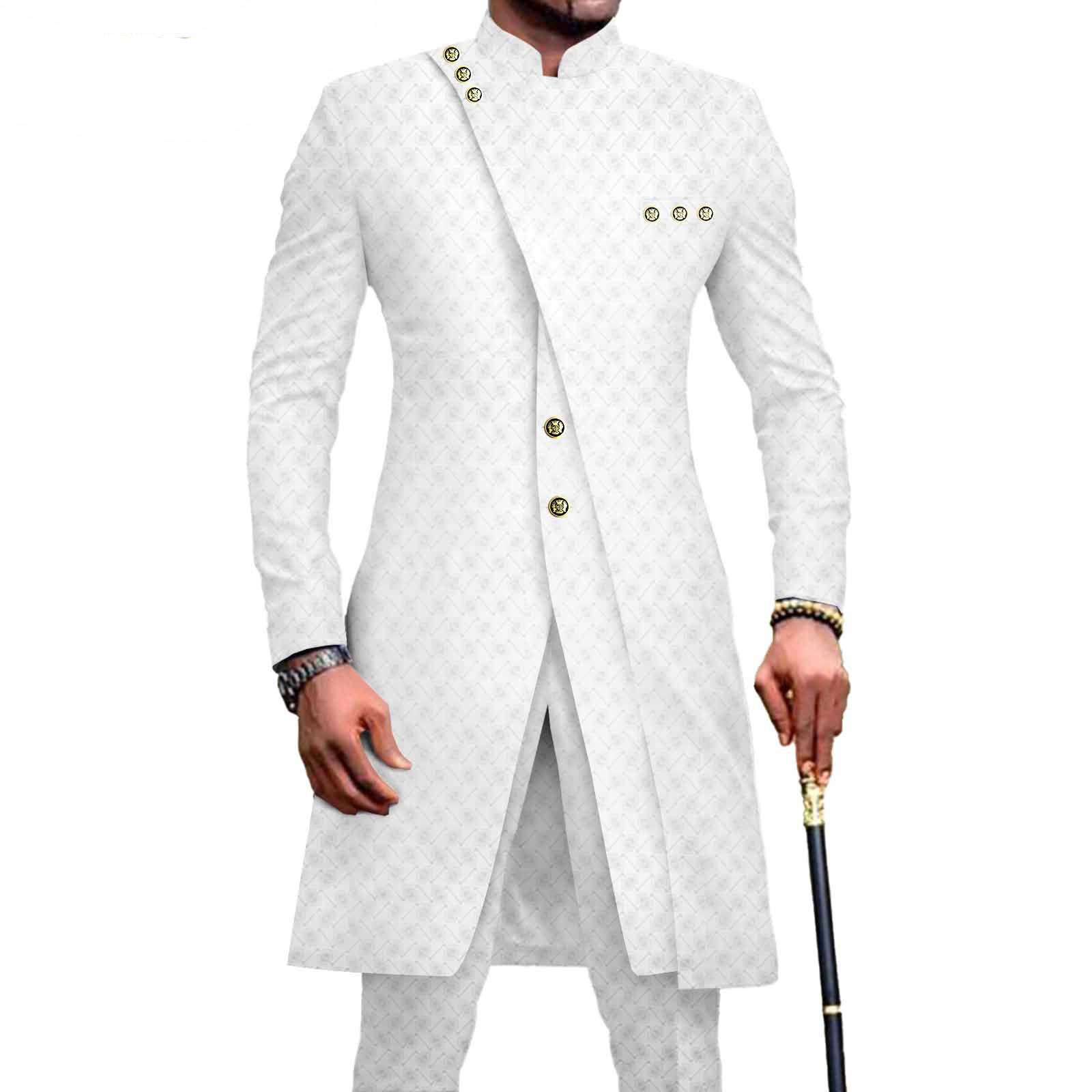 PRIVATE CUSTOM African Suits for Men Slim Fit Single Breasted Print Blazer and Pants Set Business Dress Suit