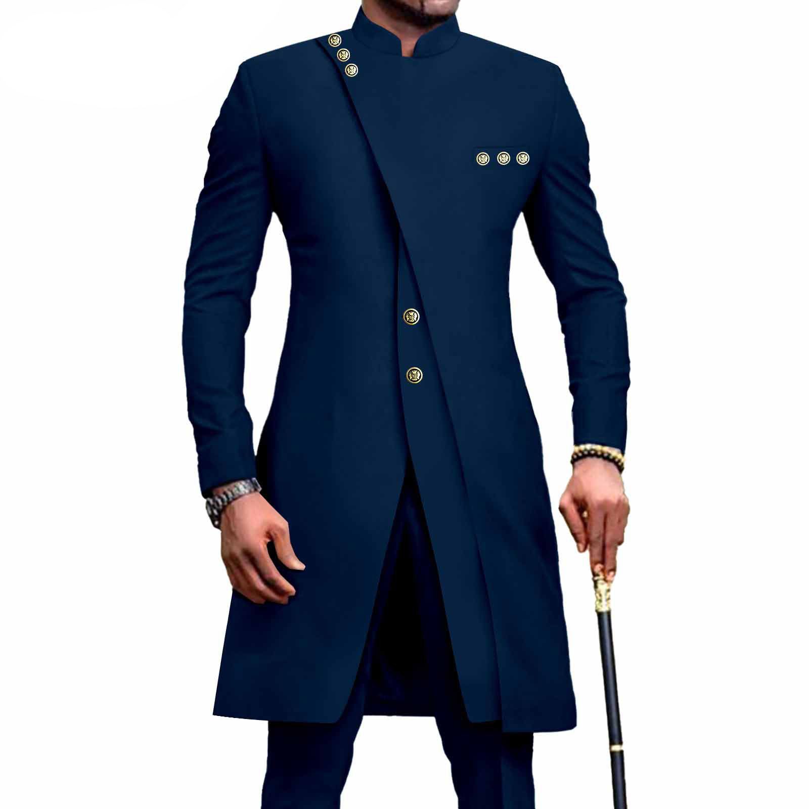 PRIVATE CUSTOM African Suits for Men Slim Fit Single Breasted Print Blazer and Pants Set Business Dress Suit