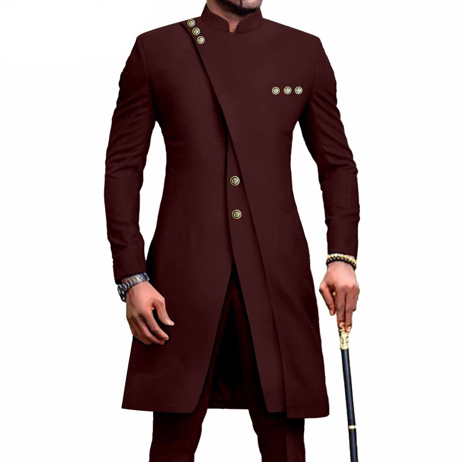 PRIVATE CUSTOM African Suits for Men Slim Fit Single Breasted Print Blazer and Pants Set Business Dress Suit